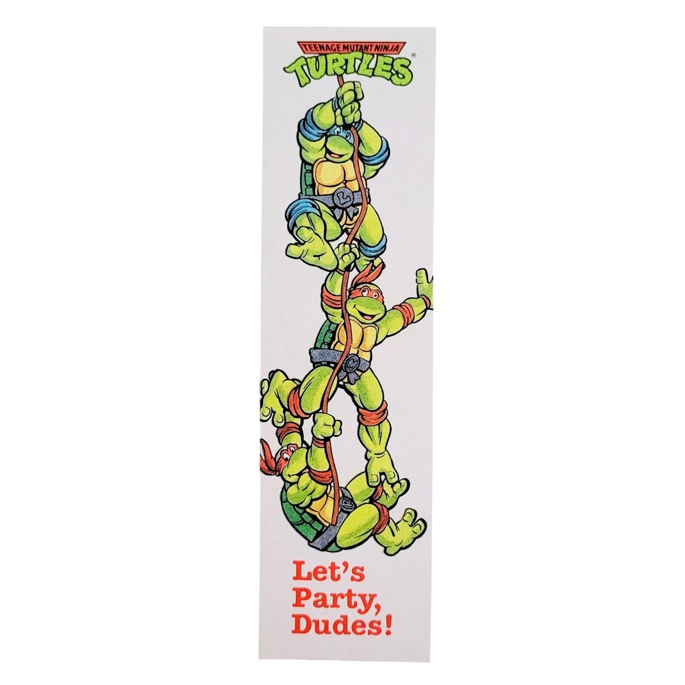 Vintage 90s TMNT- Party Dudes- paper Bookmark- Ninja Turtles- 1990 Antioch Z-515